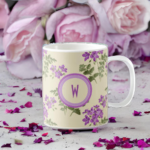Soft Violet Pattern on Pale Yellow Kaffeetasse