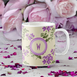 Soft Violet Pattern on Pale Yellow Kaffeetasse