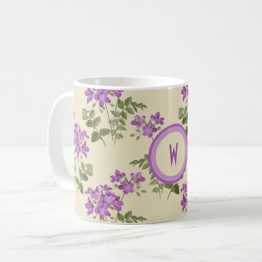 Soft Violet Pattern on Pale Yellow Kaffeetasse (Vorderseite Links)