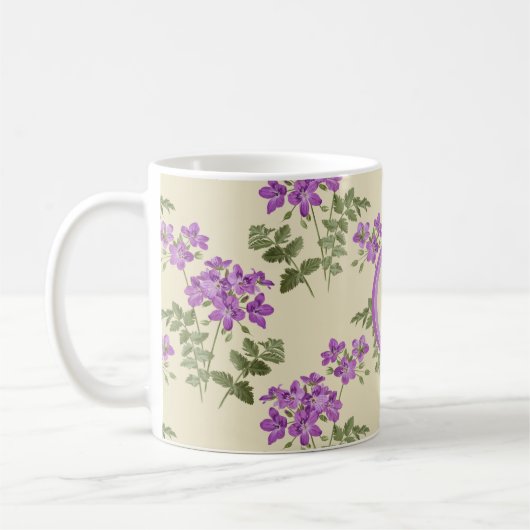 Soft Violet Pattern on Pale Yellow Kaffeetasse (Links)
