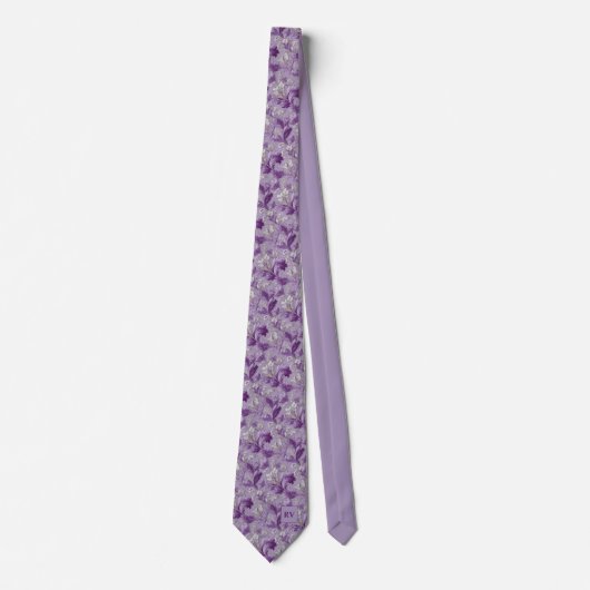 Soft Violet Purple Botanical Scroll Krawatte (Vorderseite)