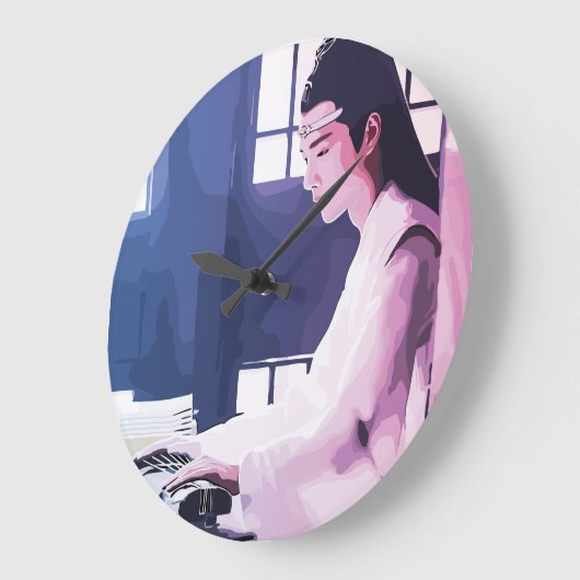 Soft Wangji spielen den Zither Große Wanduhr (Winkel)