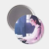 Soft Wangji spielen den Zither Magnet (Vorderseite/Rückseite)