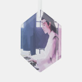 Soft Wangji spielen den Zither Ornament Aus Glas (Vorderseite Links)