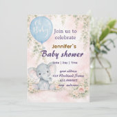 soft water colour floral teddy bear  Invitation Einladung (Stehend Vorderseite)