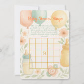 Soft Watercolor Baby Shower Bingo Card  Einladung (Vorderseite)