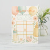 Soft Watercolor Baby Shower Bingo Card  Einladung (Stehend Vorderseite)
