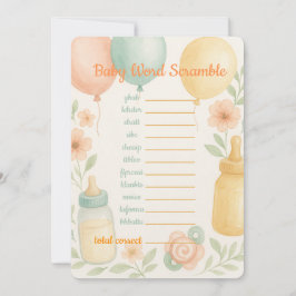 Soft Watercolor Baby Shower Word Scramble Game Einladung