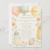 Soft Watercolor Babydusche Menü Einladung (Vorderseite)