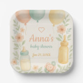 Soft Watercolor Babydusche Pappteller (Vorderseite)