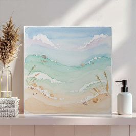 Soft Watercolor Beach Scene ID1207 Fliese