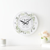 Soft Watercolor Blätter 25 Jahre alt Große Wanduhr (Zuhause)