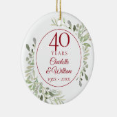 Soft Watercolor Blätter 40 Jahre Foto Keramik Ornament (Rechts)