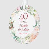 Soft Watercolor Blätter 40 Jahre Foto Ornament (Vorderseite)