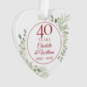 Soft Watercolor Blätter 40 Jahre Foto Ornament (Vorderseite)