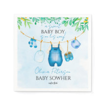 Soft Watercolor Blue Boy Baby Shower Napkins