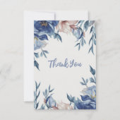 Soft Watercolor Blue Floral Dankeskarte (Vorderseite)