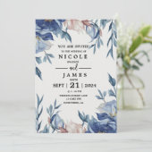 Soft Watercolor Blue Floral Einladung (Stehend Vorderseite)