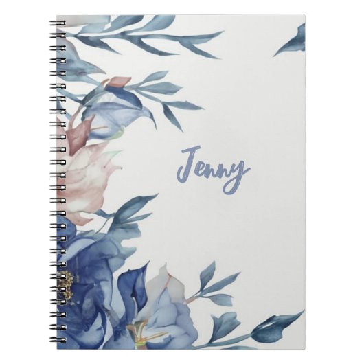 Soft Watercolor Blue Floral Notizblock (Vorderseite)