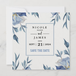 Soft Watercolor Blue Floral Save The Date
