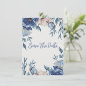 Soft Watercolor Blue Floral Save The Date (Stehend Vorderseite)