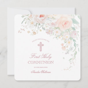 Soft Watercolor Blume Erste Kommune Einladung