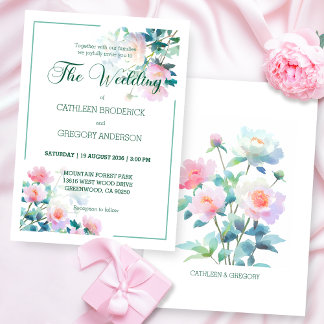Soft Watercolor Blush Pink Floral Wedding Einladung