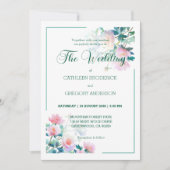 Soft Watercolor Blush Pink Floral Wedding Einladung (Vorderseite)