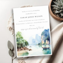 Soft Watercolor Coastal Thailand Seascape Geburtst