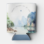Soft Watercolor Coastal Thailand Seascape Wedding Dosenkühler (Vorderseite)