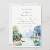 Soft Watercolor Coastal Thailand Seascape Wedding Einladung (Vorderseite)