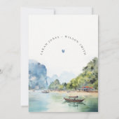 Soft Watercolor Coastal Thailand Seascape Wedding Einladung (Rückseite)
