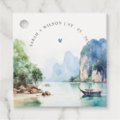 Soft Watercolor Coastal Thailand Seascape Wedding Geschenkanhänger (Vorderseite)