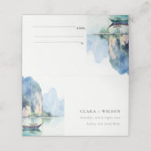 Soft Watercolor Coastal Thailand Seascape Wedding Platzkarte (Außenseite Aufgefaltet)