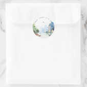 Soft Watercolor Coastal Thailand Seascape Wedding Runder Aufkleber (Tasche)