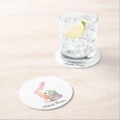 Soft Watercolor Easter Bunny Floral Silhouette Runder Pappuntersetzer (Vor Ort)