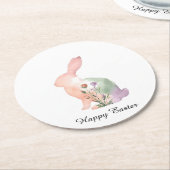 Soft Watercolor Easter Bunny Floral Silhouette Runder Pappuntersetzer (Angewinkelt)