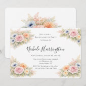 Soft Watercolor Floral Bachelorette Party Einladung (Vorne/Hinten)