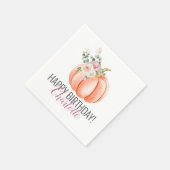 Soft Watercolor Floral Pumpkin Birthday Serviette (Ecke)