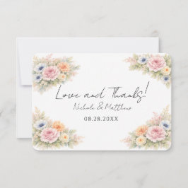 Soft Watercolor Floral Wedding Dankeskarte