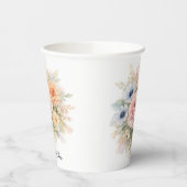 Soft Watercolor Floral Wedding Pappbecher (Links)