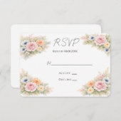 Soft Watercolor Floral Wedding RSVP Karte (Vorne/Hinten)