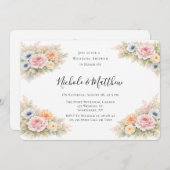 Soft Watercolor Floral Wedding Shower Einladung (Vorne/Hinten)