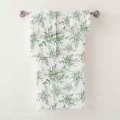 Soft Watercolor Green Blätter Badetuch Set (Insitu)