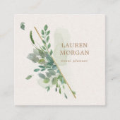Soft Watercolor Greenerity Gold Square Business Ca Quadratische Visitenkarte (Vorderseite)