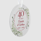 Soft Watercolor Greenery 40 Jahre Foto Ornament (Vorderseite)