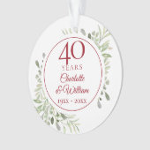 Soft Watercolor Greenery 40 Jahre Foto Ornament (Vorderseite)