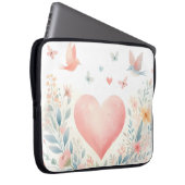 Soft Watercolor Heart Love Flowers Birds Laptopschutzhülle (Vorne Rechts)