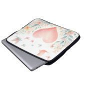 Soft Watercolor Heart Love Flowers Birds Laptopschutzhülle (Vorne Knopf)