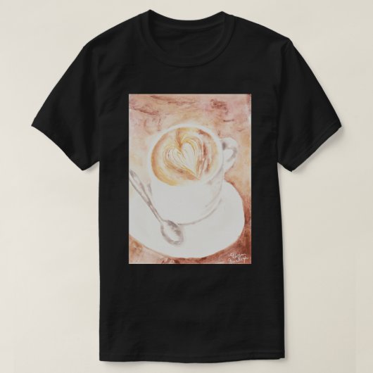 Soft Watercolor Latte Art Cup T-Shirt (Design vorne)